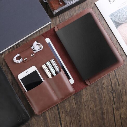 Top Grain Leather Universal Padfolio/Portfolio Sleeve Notebook Case Holder for iPads and iPad Pros 9.7" inch 11th Gen, 10th Gen, 9th Gen and 8th Gen with Canvas Draw String Bag in Saudi Arabia