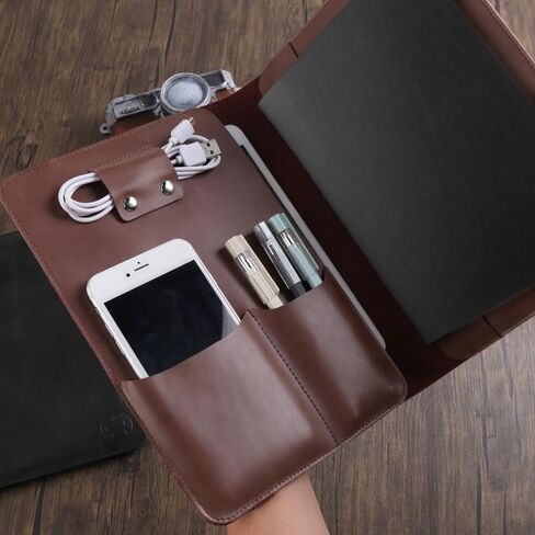 Top Grain Leather Universal Padfolio/Portfolio Sleeve Notebook Case Holder for iPads and iPad Pros 9.7" inch 11th Gen, 10th Gen, 9th Gen and 8th Gen with Canvas Draw String Bag in Saudi Arabia
