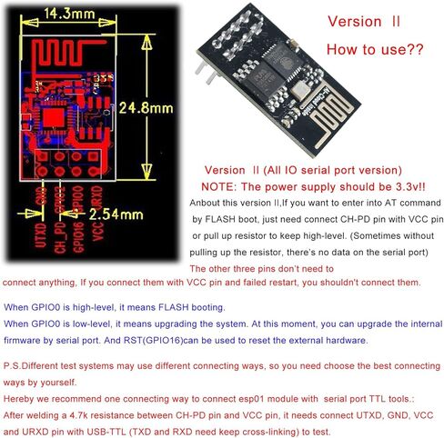 ميكر فوكس 4 قطع ESP8266 Esp-01 وحدة ارسال واستقبال واي فاي لاسلكية متوافقة مع اردوينو in Kuwait