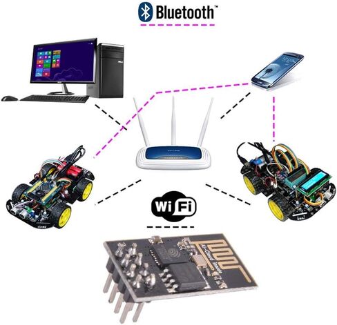 ميكر فوكس 4 قطع ESP8266 Esp-01 وحدة ارسال واستقبال واي فاي لاسلكية متوافقة مع اردوينو in Kuwait