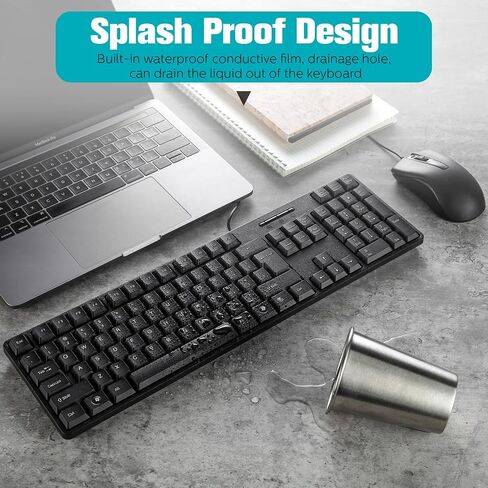 فاباي مجموعة كيبورد وماوس بسلك USB مكونة من 24 قطعة من 12 ماوس العاب سلكي و12 سلك بمقاس كامل متوافقة مع الكمبيوتر واللابتوب وويندوز والكمبيوتر وماك او اس والكمبيوتر المكتبي in Saudi Arabia