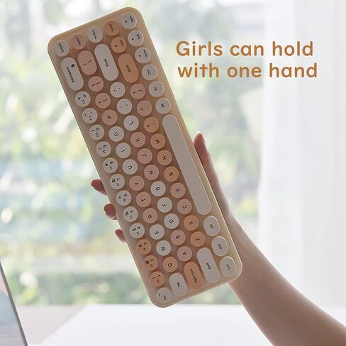 Compact Wireless Keyboard and Mouse Combo, Colorful Round Keycap, Soundless 68 Keys, Suitable for Girls and Kids, Compatible with Notebook, PC (Pink) in Kuwait