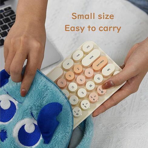 Compact Wireless Keyboard and Mouse Combo, Colorful Round Keycap, Soundless 68 Keys, Suitable for Girls and Kids, Compatible with Notebook, PC (Pink) in Kuwait