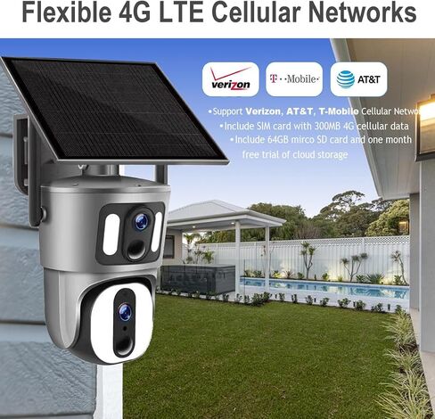 Sky Tower 2K Solar Security Camera Outdoor, Wireless WiFi PTZ Pan Tilt 360° View Spotlight, AI Motion Detection and Siren, Color/IR Night Vision, 2-Way Talk, Amazon Cloud (WiFi Router) in Kuwait