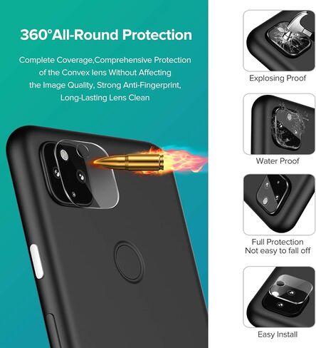 ivoler [6 Pack] [4 Pack] Tempered Glass Screen Protector for Google Pixel 4a 5G with [2Pack] Camera Lens Protector with [Alignment Frame Easy Installation],HD Clear Anti-Scratch Film,6.2 inch in Kuwait