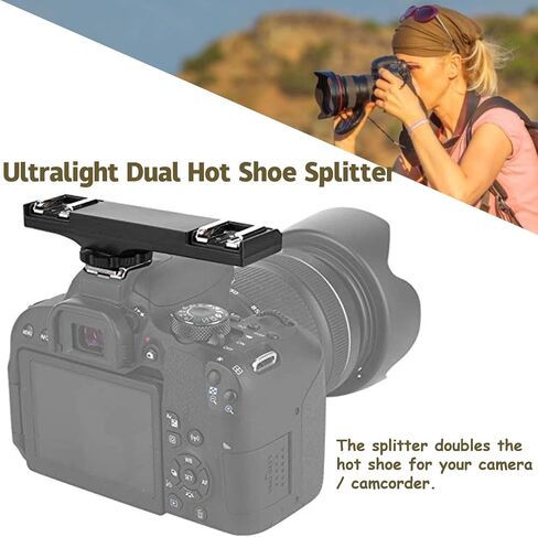 Practical Quality Ultralight Dual Hot Shoe Splitter, High Compatibility Lightweight and Convenient Dual Hot Shoe Splitter,High Loading Accessories for SLR Camera Camcorder in Saudi Arabia