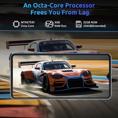 Xgody Mate50 3GB+32GB Octa-Core 4G Unlocked Phones, 6.56'’ Incell Screen Dual Sim Unlocked Cell Phones, 4500mAh Battery, Face Unlock, Camera 5MP+18MP Android Smartphones (Blue) in Kuwait