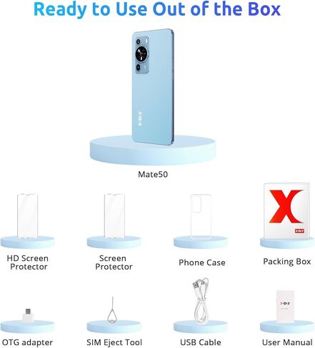 Xgody Mate50 3GB+32GB Octa-Core 4G Unlocked Phones, 6.56'’ Incell Screen Dual Sim Unlocked Cell Phones, 4500mAh Battery, Face Unlock, Camera 5MP+18MP Android Smartphones (Blue) in Kuwait