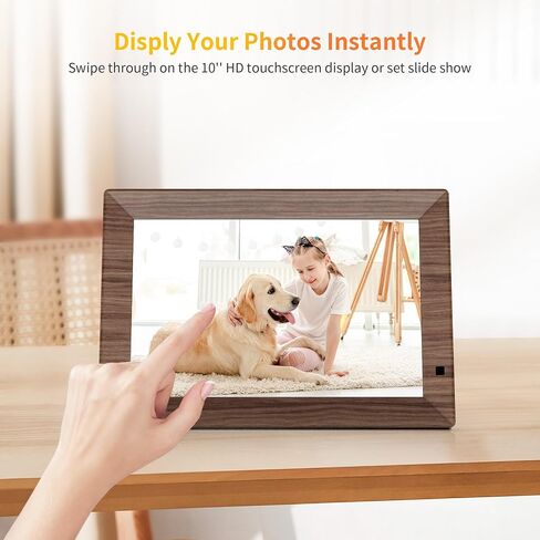 Digital Photo Frame 10.1 inch IPS Display, WiFi Touch Screen, 64 GB Storage, Auto-Rotate, Slideshow, Motion Sensor, Easy Setup to Share Photos or Videos Instantly via App from Anywhere in Kuwait