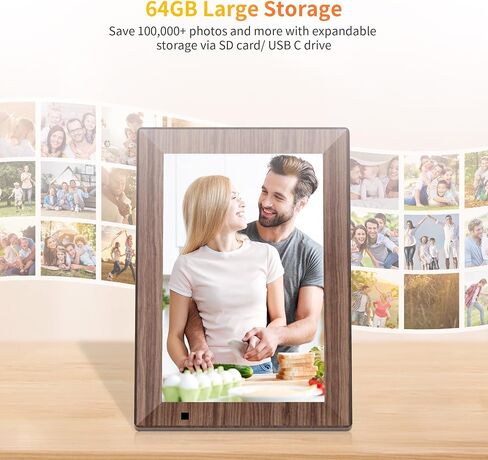 Digital Photo Frame 10.1 inch IPS Display, WiFi Touch Screen, 64 GB Storage, Auto-Rotate, Slideshow, Motion Sensor, Easy Setup to Share Photos or Videos Instantly via App from Anywhere in Kuwait