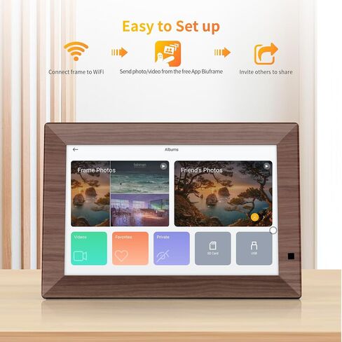 Digital Photo Frame 10.1 inch IPS Display, WiFi Touch Screen, 64 GB Storage, Auto-Rotate, Slideshow, Motion Sensor, Easy Setup to Share Photos or Videos Instantly via App from Anywhere in Kuwait