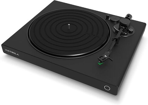 مشغل تسجيل فينيل فضي عالي الدقة من Victrola، خرطوشة Ortofon 2M حمراء، اتصال بلوتوث متكيف aptX، مخرج RCA ومخرج Preamp مطلي بالذهب، مشغل تسجيل بلوتوث أنيق وأنيق in Saudi Arabia