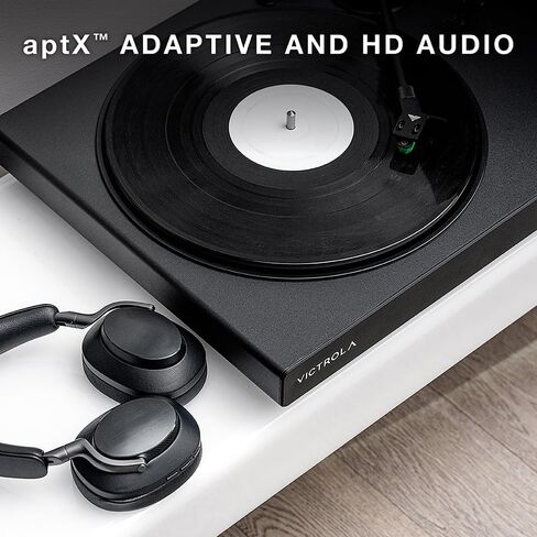 مشغل تسجيل فينيل فضي عالي الدقة من Victrola، خرطوشة Ortofon 2M حمراء، اتصال بلوتوث متكيف aptX، مخرج RCA ومخرج Preamp مطلي بالذهب، مشغل تسجيل بلوتوث أنيق وأنيق in Saudi Arabia
