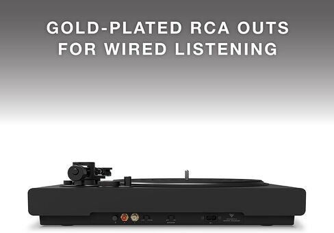 مشغل تسجيل فينيل فضي عالي الدقة من Victrola، خرطوشة Ortofon 2M حمراء، اتصال بلوتوث متكيف aptX، مخرج RCA ومخرج Preamp مطلي بالذهب، مشغل تسجيل بلوتوث أنيق وأنيق in Saudi Arabia