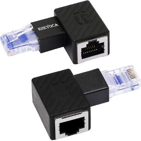 محول إيثرنت RIIEYOCA 90 درجة، زاوية يسرى RJ45 ذكر إلى أنثى وصلة شبكة Cat6 LAN، لأجهزة الكمبيوتر وأجهزة الكمبيوتر المحمولة وأجهزة التوجيه (عبوة من قطعتين) in Kuwait