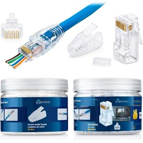 Everest Media Solutions RJ45 Cat6/6a تمر عبر الموصلات لكابل UTP سميك بقطر كبير 23 AWG وحزمة أحذية تخفيف الضغط مكونة من 100/100 in Kuwait