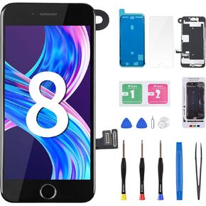 for iPhone 8 Screen Replacement for iPhone SE 2020 White 4.7" with Home Button Full Assembly Front Camera Earpiece Speaker Sensor 3D Touch LCD Display Digitizer Glass Fix Tools kit A1863 A1905 A1906