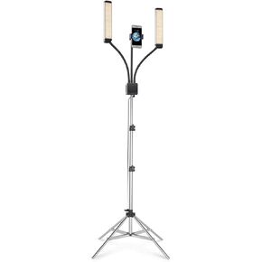 مجموعة إضاءة LED المحمولة GLAMCOR Multimedia X | التحكم عن بعد 2700 كلفن - 5600 كلفن درجة حرارة اللون | حامل الهاتف الذكي مع خاصية التحكم في السيلفي (أبيض/فضي) in Saudi Arabia