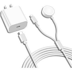Upgraded USB C Charger for Apple Watch, 2 in 1 iPhone and iWatch Charger Magnetic Fast Charging Cable with 20W Fast Wall Charger for Apple Watch Series SE/8/7/6/5 & iPhone 14/13/12/11 (White) in Saudi Arabia