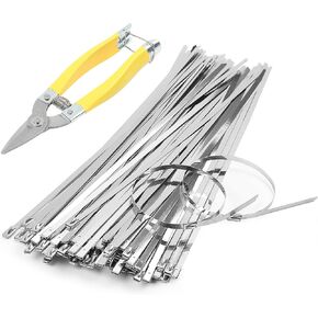 اربطة معدنية بسحاب مقاس 4.6 × 300 ملم من دي تي نيس، 200 قطعة، اربطة كيبلات من الستانلس ستيل 304 بطول 12 انش، مقاومة للاشعة فوق البنفسجية ذاتية القفل شديدة التحمل بلون فضي in Kuwait