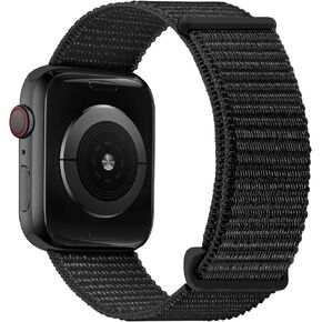 OXWALLEN Sport Loop Nylon Band Compatible with Apple Watch Series 9/8/7/6/5/4/3 SE 2/1 41mm 40mm 38mm, Adjustable Comfortable Braided Fabric Rugged Strap for iWatch Women Men, Black