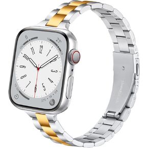 Lenrao Thin Metal Band Compatible Apple Watch Bands for Women | Slim Stainless Steel Strap Wristband for iWatch Series 11 10 9 8 7 6 5 4 3 2 1 SE, 40mm, 41mm 42mm 38mm 44mm 45mm 46mm 42mm in Saudi Arabia