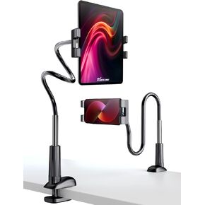 eSamcore Tablet Stand iPad Holder, Gooseneck Phone Holder for Bed Cell Phone Stand for Desk Recording, Powerful Phone Grip Clamp Mount Compatible with All 4.7" - 11" iPhone iPad Galaxy Tab Z Fold 3 in Kuwait