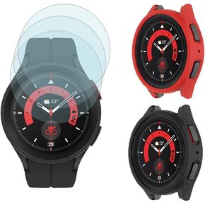 SHUAXI (3+1Pack) Compatible for Samsung Galaxy Watch 4 Classic Screen Protector 46mm, Tempered Glass Film Anti-Scratch High Definition Full Coverage and Soft TPU Protective Case, Transparent in Kuwait