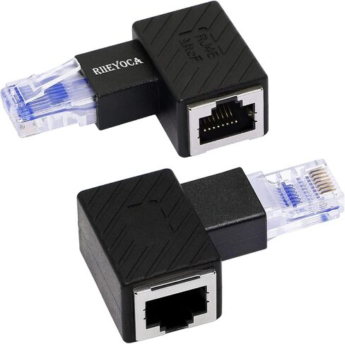 محول إيثرنت RIIEYOCA 90 درجة، زاوية يسرى RJ45 ذكر إلى أنثى وصلة شبكة Cat6 LAN، لأجهزة الكمبيوتر وأجهزة الكمبيوتر المحمولة وأجهزة التوجيه (عبوة من قطعتين) in Kuwait