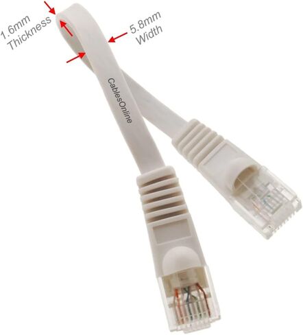 CablesOnline، 10 حزم كابل توصيل CAT6 Network UTP Ethernet RJ45 بتصميم مسطح باللون الأبيض، U6-000FW-10 in Kuwait