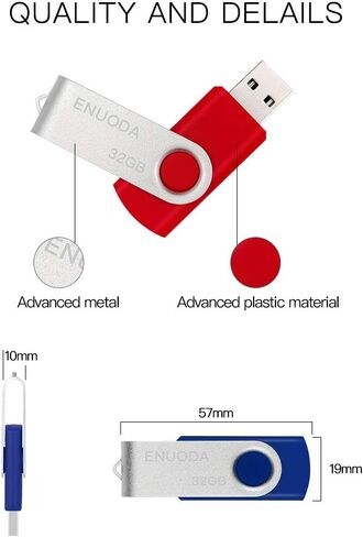 محرك أقراص فلاش USB سعة 16 جيجابايت، 5 عبوات ENUODA، محركات إبهام سعة 16 جيجابايت، تصميم دوار، USB 2.0، محرك أقراص فلاش للتخزين والنسخ الاحتياطي (5 ألوان) in Kuwait