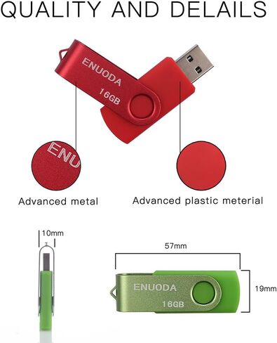 محرك أقراص فلاش USB سعة 16 جيجابايت، 5 عبوات ENUODA، محركات إبهام سعة 16 جيجابايت، تصميم دوار، USB 2.0، محرك أقراص فلاش للتخزين والنسخ الاحتياطي (5 ألوان) in Kuwait