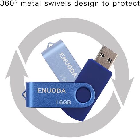 محرك أقراص فلاش USB سعة 16 جيجابايت، 5 عبوات ENUODA، محركات إبهام سعة 16 جيجابايت، تصميم دوار، USB 2.0، محرك أقراص فلاش للتخزين والنسخ الاحتياطي (5 ألوان) in Kuwait