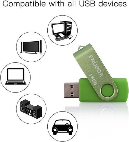 محرك أقراص فلاش USB سعة 16 جيجابايت، 5 عبوات ENUODA، محركات إبهام سعة 16 جيجابايت، تصميم دوار، USB 2.0، محرك أقراص فلاش للتخزين والنسخ الاحتياطي (5 ألوان) in Kuwait