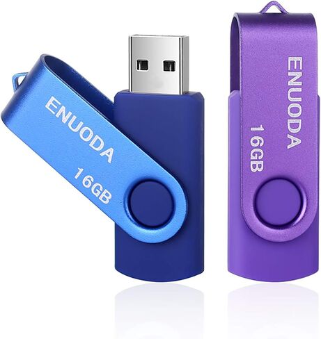محرك أقراص فلاش USB سعة 16 جيجابايت، 5 عبوات ENUODA، محركات إبهام سعة 16 جيجابايت، تصميم دوار، USB 2.0، محرك أقراص فلاش للتخزين والنسخ الاحتياطي (5 ألوان) in Kuwait