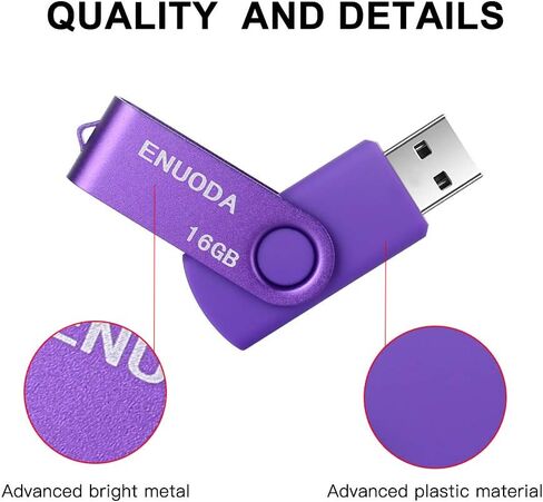محرك أقراص فلاش USB سعة 16 جيجابايت، 5 عبوات ENUODA، محركات إبهام سعة 16 جيجابايت، تصميم دوار، USB 2.0، محرك أقراص فلاش للتخزين والنسخ الاحتياطي (5 ألوان) in Kuwait
