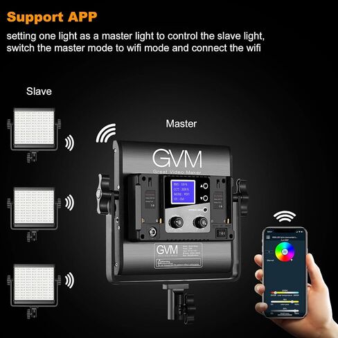 GVM RGB LED Video Light, 800D Studio Light with APP Control Lighting Kit Photography Light 1 Pack with 8 Kinds Scene Lights, 3200-5600K CRI 97 LED Panel Light for YouTube Studio, Video, Portrait in Saudi Arabia