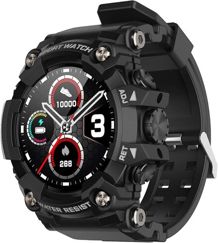 ساعة ذكية عسكرية للرجال في الهواء الطلق HD IP68 مقاومة للماء لتتبع اللياقة البدنية لهواتف Android وiOS iPhone مع مراقبة معدل ضربات القلب وضغط الدم in Kuwait