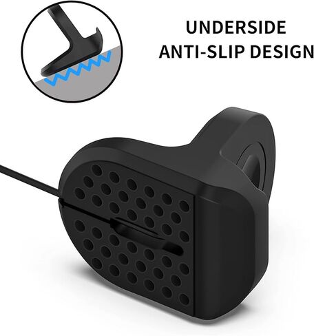 حامل سيليكون لساعة جوجل بكسل 41 ملم من جي ال دي رام، حامل قاعدة شاحن سيليكون غير قابل للانزلاق، دعامة ملحقات شاحن مع فتحة كابل ادارة مدمجة - اسود وابيض - قطعتين in Kuwait