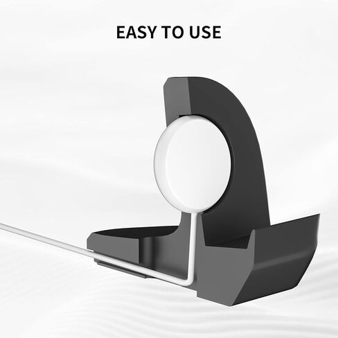 حامل سيليكون لساعة جوجل بكسل 41 ملم من جي ال دي رام، حامل قاعدة شاحن سيليكون غير قابل للانزلاق، دعامة ملحقات شاحن مع فتحة كابل ادارة مدمجة - اسود وابيض - قطعتين in Kuwait