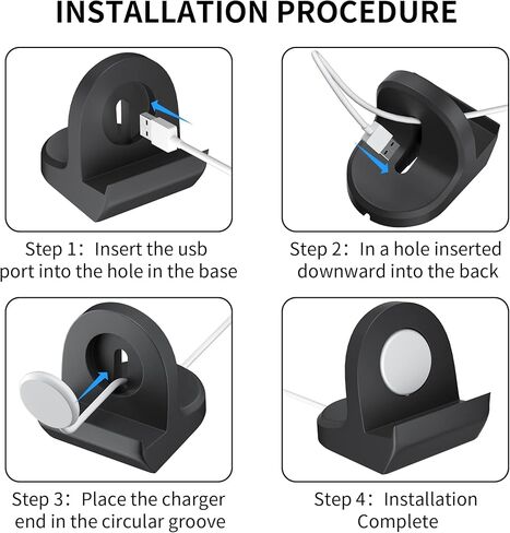 حامل سيليكون لساعة جوجل بكسل 41 ملم من جي ال دي رام، حامل قاعدة شاحن سيليكون غير قابل للانزلاق، دعامة ملحقات شاحن مع فتحة كابل ادارة مدمجة - اسود وابيض - قطعتين in Kuwait