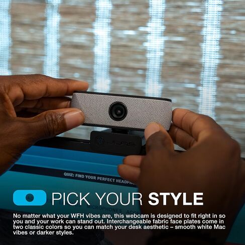 كاميرا ويب JLab JBuds Cam USB HD، سوداء مع لوحة وجه بيضاء اختيارية، 1080P/30 إطارًا في الثانية، 2.1 ميجابكسل، تركيز تلقائي، ميكروفونات مزدوجة متعددة الاتجاهات، متوافقة مع أجهزة الكمبيوتر الشخصية، Mac وChromebook in Saudi Arabia