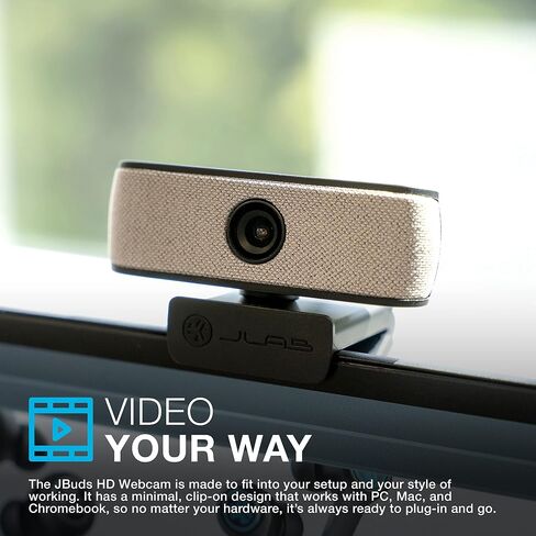 كاميرا ويب JLab JBuds Cam USB HD، سوداء مع لوحة وجه بيضاء اختيارية، 1080P/30 إطارًا في الثانية، 2.1 ميجابكسل، تركيز تلقائي، ميكروفونات مزدوجة متعددة الاتجاهات، متوافقة مع أجهزة الكمبيوتر الشخصية، Mac وChromebook in Saudi Arabia