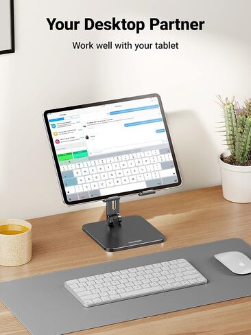 حامل الكمبيوتر اللوحي UGREEN متوافق مع حامل iPad المكتبي وقاعدة سميكة من الألومنيوم قابلة للتعديل متوافقة مع iPad Pro Air Mini 13 12.9 11 بوصة ملحقات مكتب المنزل والمكتب باللون الرمادي in Kuwait
