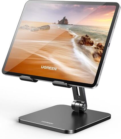 حامل الكمبيوتر اللوحي UGREEN متوافق مع حامل iPad المكتبي وقاعدة سميكة من الألومنيوم قابلة للتعديل متوافقة مع iPad Pro Air Mini 13 12.9 11 بوصة ملحقات مكتب المنزل والمكتب باللون الرمادي in Kuwait