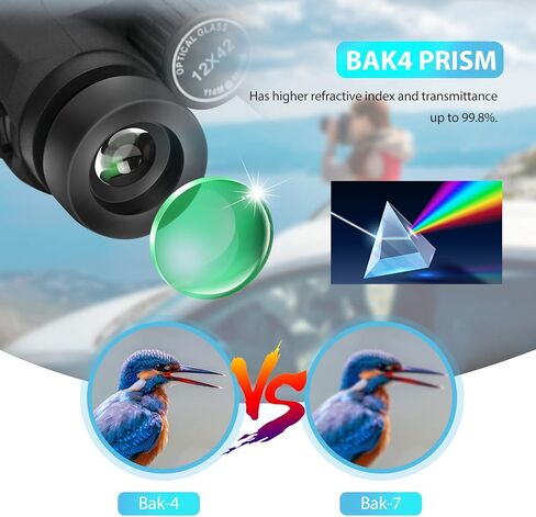 مناظير Uthlusty 12X42 HD للبالغين مع حزام تسخير، مناظير احترافية خفيفة الوزن BAK4 منشورية مع رؤية كبيرة لمشاهدة الطيور والصيد والسفر والمشي لمسافات طويلة والرياضة والحفلات الموسيقية in Kuwait