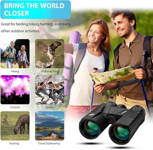 مناظير Uthlusty 12X42 HD للبالغين مع حزام تسخير، مناظير احترافية خفيفة الوزن BAK4 منشورية مع رؤية كبيرة لمشاهدة الطيور والصيد والسفر والمشي لمسافات طويلة والرياضة والحفلات الموسيقية in Kuwait