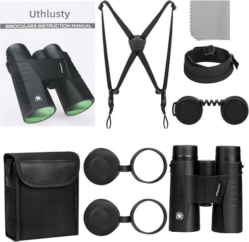 مناظير Uthlusty 12X42 HD للبالغين مع حزام تسخير، مناظير احترافية خفيفة الوزن BAK4 منشورية مع رؤية كبيرة لمشاهدة الطيور والصيد والسفر والمشي لمسافات طويلة والرياضة والحفلات الموسيقية in Kuwait
