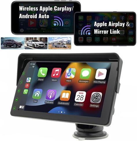 أحدث إصدار 2023 من Apple Carplay وAndroid Auto/Mirror Link مع شاشة لمس 7 بوصات، ستيريو سيارة محمول، ستيريو سيارة مع وصلة مرآة/Siri/Google Assistant/Bluetooth/شاشة ملاحة لجميع المركبات in Kuwait