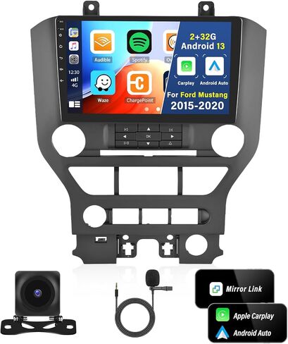 [2+32G] ستيريو سيارة Android 13 لسيارة Ford Mustang 2015-2020 مع Apple Carplay&Android Auto، راديو سيارة 9 بوصة مع وصلة مرآة بلوتوث FM/RDS WiFi GPS Navigation SWC Dual USB+AHD كاميرا احتياطية in Saudi Arabia